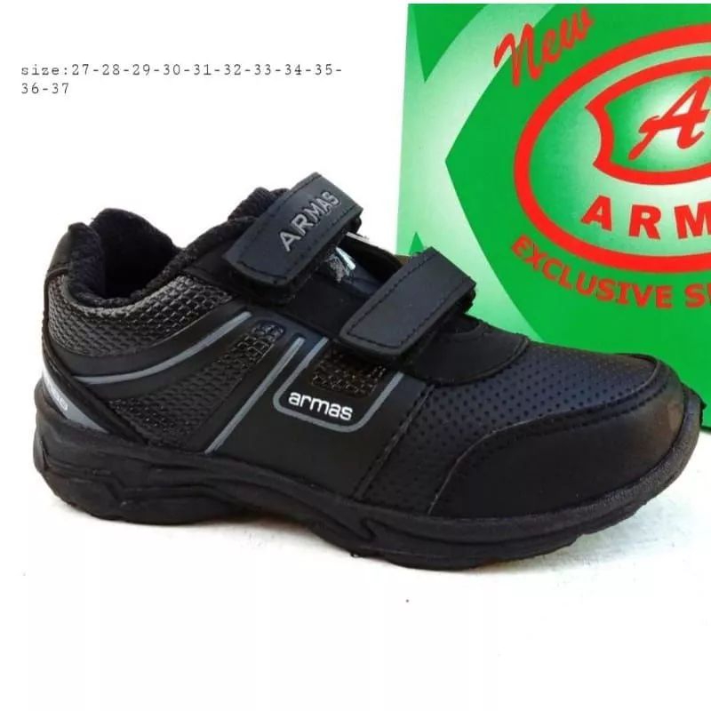 SEPATU SEKOLAH ARMAS HITAM POLOS PEREKAT PVC PRIA WANITA