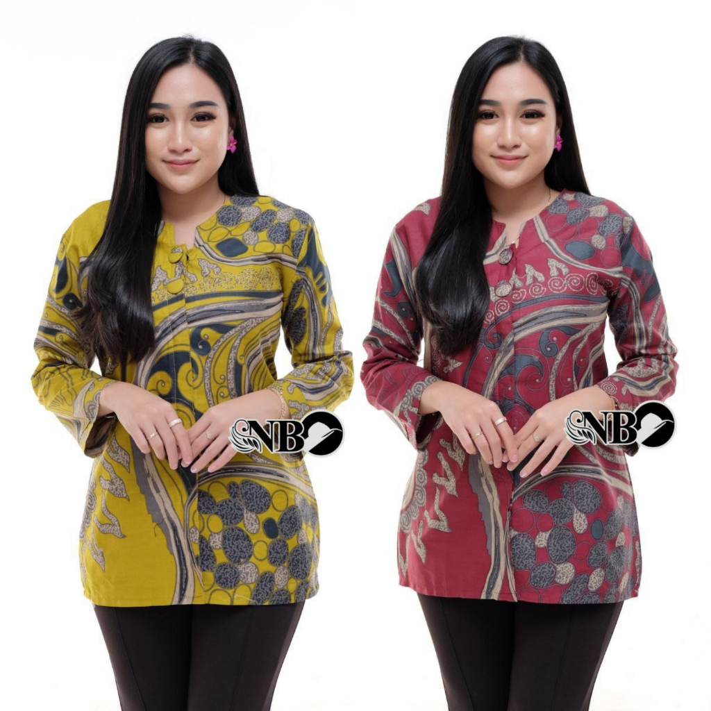 Baju Batik Wanita Modern Atasan Blouse Batik Kerja Kantor Wanita