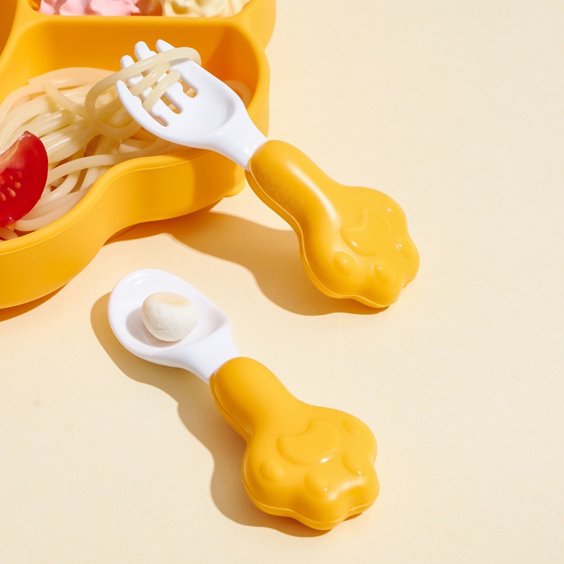 Paket sendok garpu anak travel silikon food grade BPA free baby safety