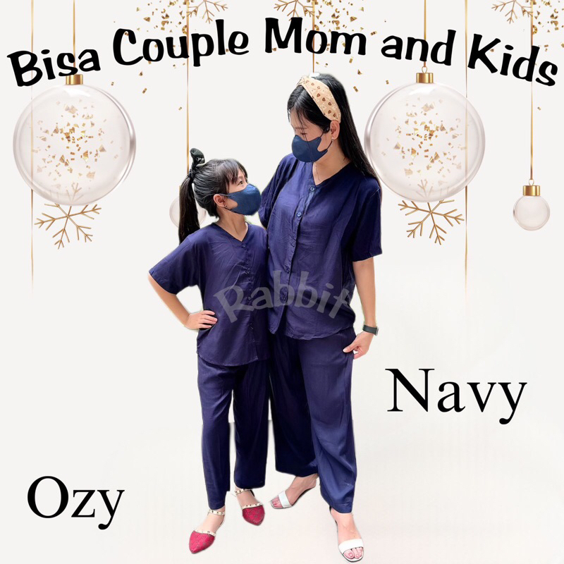 piyama cOzy Navy Maroon Abu bisa couple mom kids and family baju tidur busui