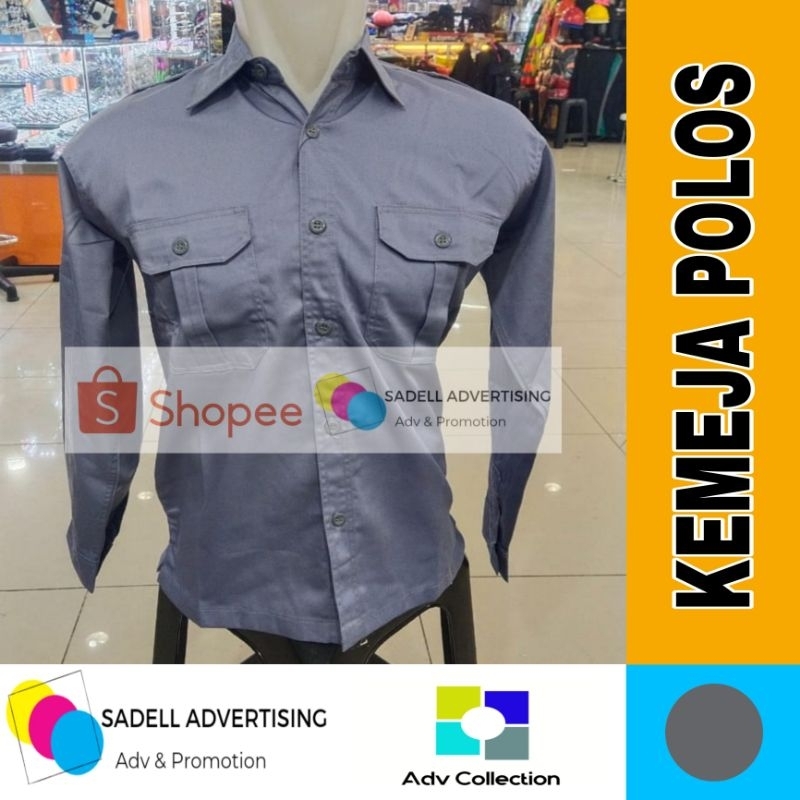 Kemeja Polos Seragam Polos Abu PDH PDL Lengan Panjang Pria