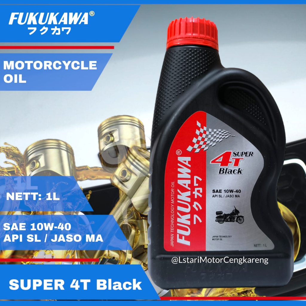 OLI MESIN MOTOR FUKUKAWA 4T BLACK 10W-40 1 LITER JAPAN TECHNOLOGY SNI