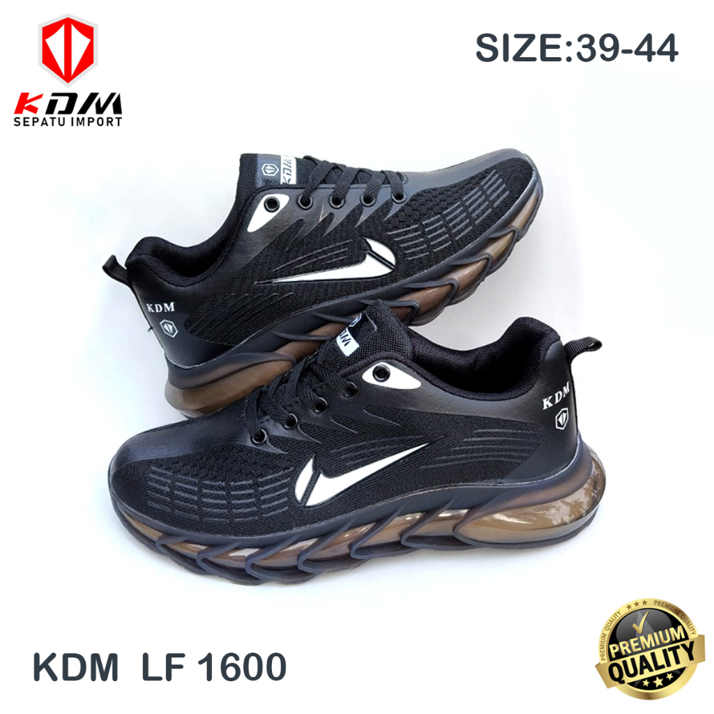 Sepatu Olahraga Lari Sepatu Running Sepatu Pria &amp; Wanita Premium Import KDM LF 1600 Black Logo White