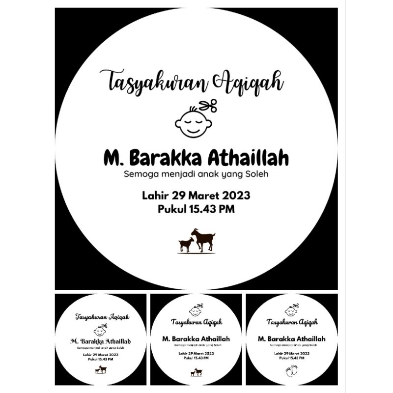 STICKER TASYAKURAN AQIQAH UCAPAN PAPAN KACA AKRILIK