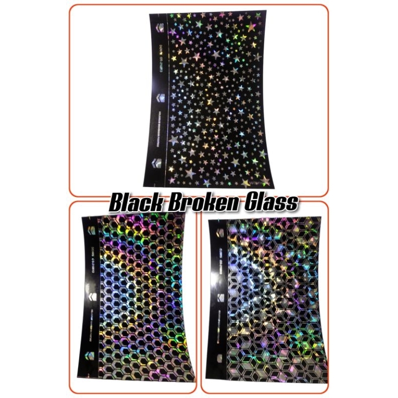 bahan garskin non potong MINIMAL BELI 10PCS Black broken glass