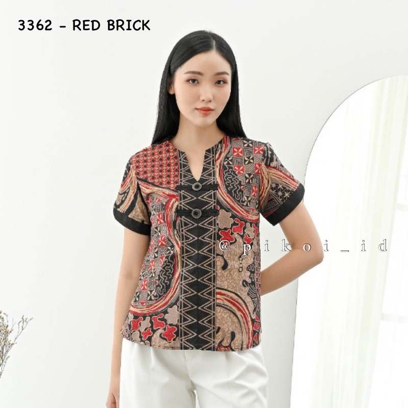 Atasan batik merah / Cheongsam batik wanita / baju batik etnik / seragam batik kantor cewek / 208