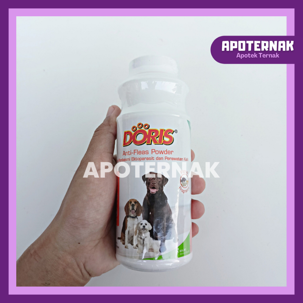 DORIS POWDER / DORIS BEDAK Anjing | Doris Anti Fleas &amp; Doris Skin Care 100 gram | Bedak Pembasmi Kutu Anjing dan Perawatan Kulit Rambut Anjing | Kututox Bedak