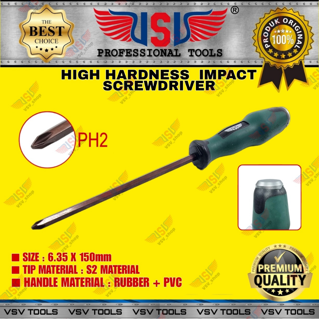 Obeng Ketok Set 2pcs Obeng Getok Go-Thru Screwdriver 6x150mm S2 Material