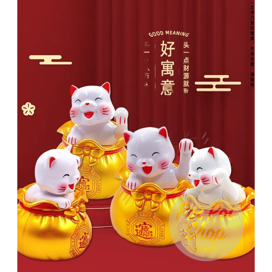 Pajangan Patung Boneka Dashboard Mobil Kucing Lucu Pouch China Hoki Lucky Cat Rezeki Maneki Neko Man