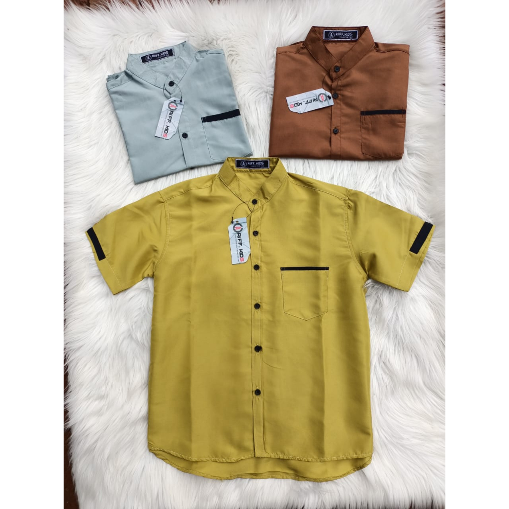 Zagzeg Clothing Baju Koko Kurta Anak Bahan Katun Premium Usia Umur 2 3 4 5 6 7 8 9 10 Tahun Atasan Pakaian Baju Muslim Anak Kemko Anak Poplin Oxford Lengan Pendek Kemeja Koko Anak Laki Laki Lengan Pendek Motif Polos