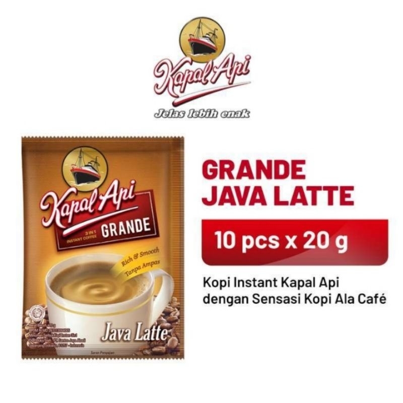 

Kopi Kapal Api Grande Java Latte isi 10 × 20gram renceng rentengan