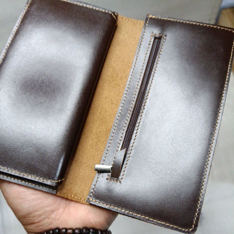 Dompet Kulit Pull Up Leather Pria Wanita Lipat 2 || Dompet Lipat Kulit Asli Corrected Top Grain