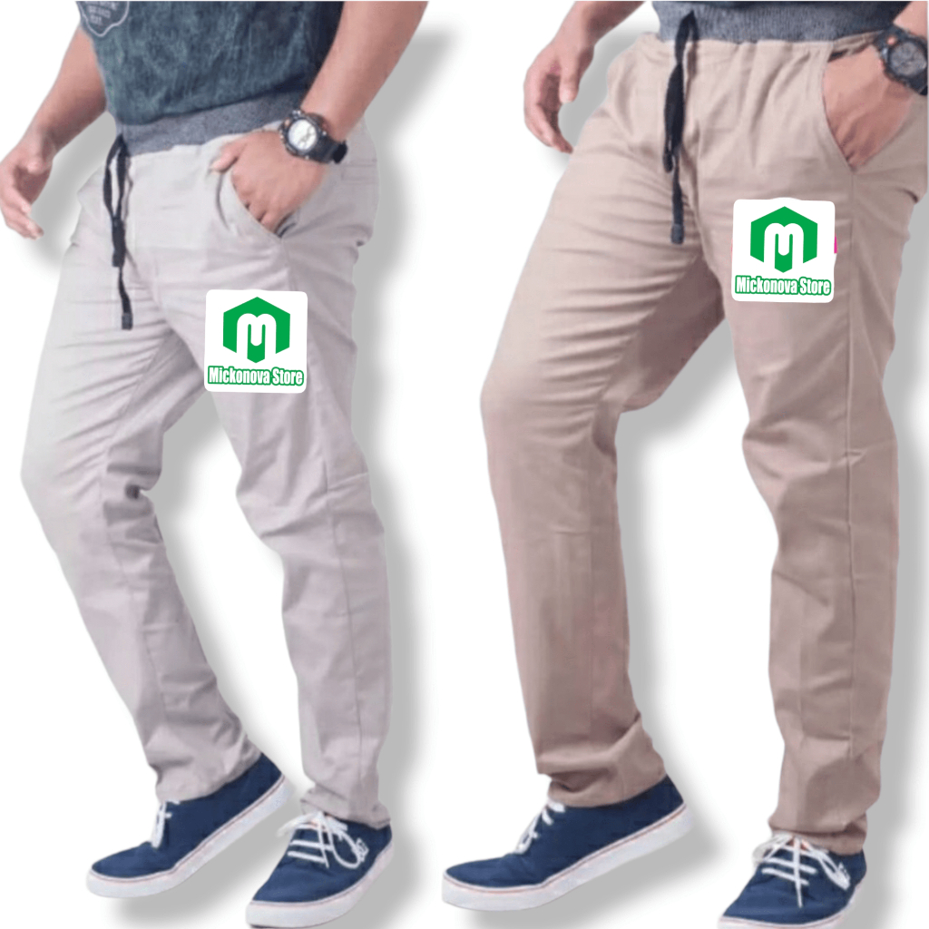 Celana Chino Panjang Pria Big Size Chinos Pria Pinggang Karet Bahan Melar Slim Fit Jumbo