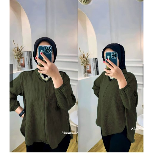 Baju atasan wanita terbaru - blouse lady crush crinkle - atasan lady crush - livia blouse lady crush - Blouse Wanita Polos - Atasan Wanita Lady crush - Blouse Lady Crush - Outer Premium Wanita - Livia Lady Crush Original - Bahan Tebal Adem