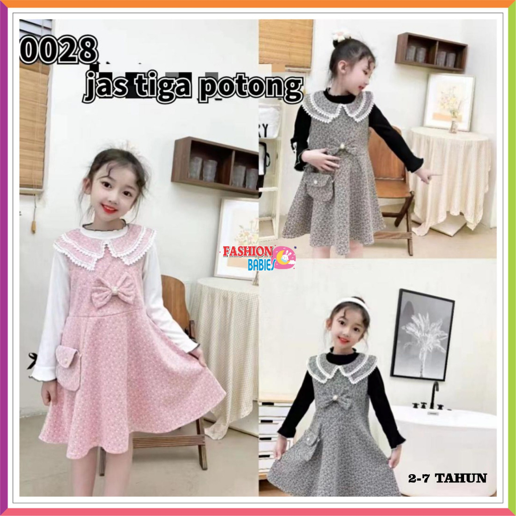 SW-D3IN1 DRESS WOL IMPORT KOREA LENGAN JAGUNG | GRATIS TAS SELEMPANG 2 ❤ Fashionbabies ❤