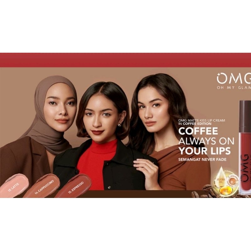 OMG Oh My GLAM Matte Kiss Lip Cream(Tahan Lama Original &amp; Harga promo &amp; Glosiran)(Kuwalitas no 1 harga hemat)