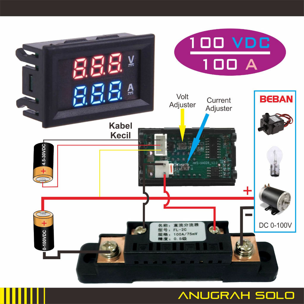 Combo DC Voltmeter Ampere Meter 100V 100A Voltampere Meter