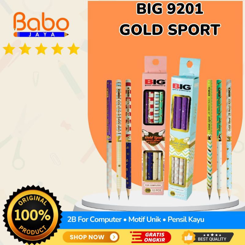 

BABO JAYA PENSIL 2B BIG-9201 GOLD SPORT / Pensil Kayu Standar Uji Komputer