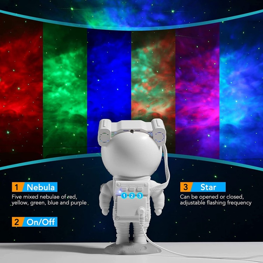 Lampu Tidur Proyektor TaffLED Astronaut Galaxy Light 8 Colors