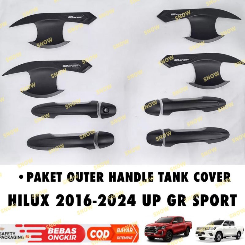 Paket Outer Handle Cover All New Hilux 2016 2022 2023 2024 UP GR SPORT Hitam Carbon