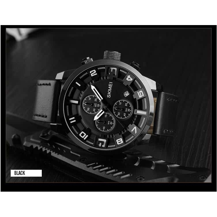 SKMEI 1309 jam Tangan Pria Analog Chrono Tali Kulit Original Garansi