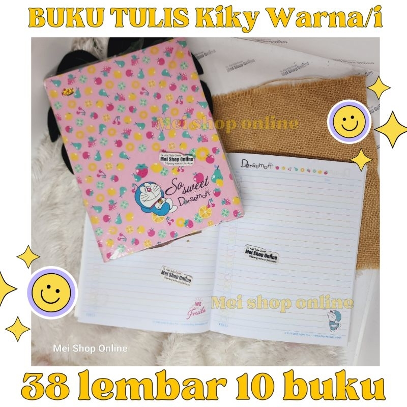 Isi 10 Buku Tulis Kertas Warna Warni Kiky 38 lembar