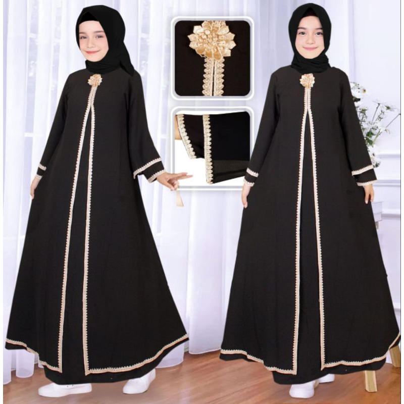 Abaya Hitam anak perempuan / Gamis warna Hitam anak anak perempuan