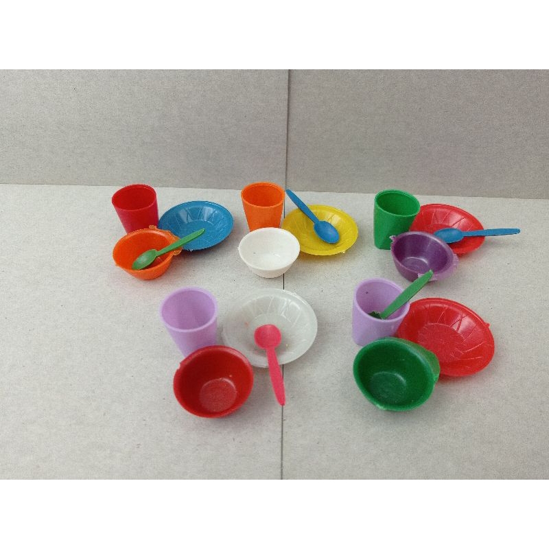 10Set Mainan Anak Piring Mangkok Gelas Sendok Mini / Mainan Kreativitas Anak