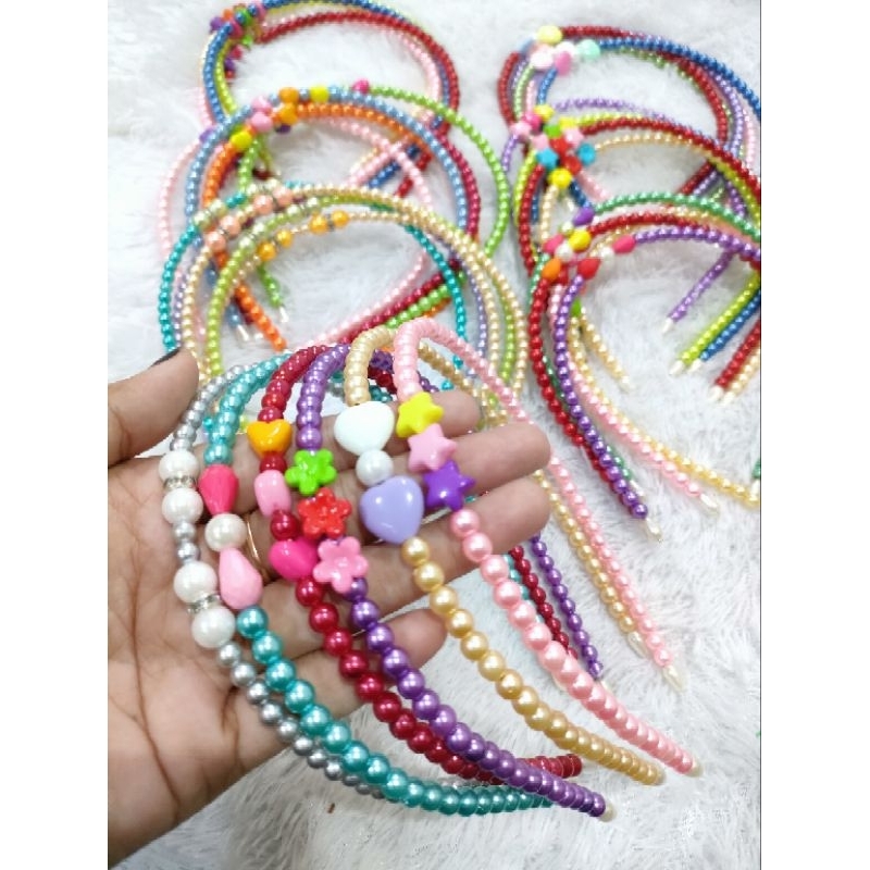 Bando mutiara warna warni / bando mutiara motif