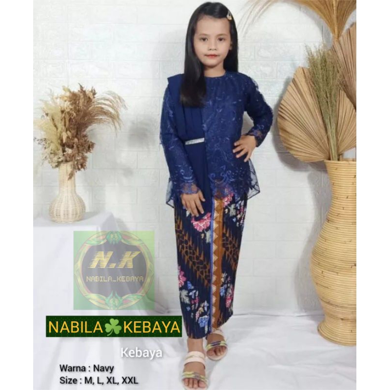 KEBAYA ANAK UMUR 3-12 TAHUN / SET KEBAYA SELENDANG BROKAT PESTA WISUDA