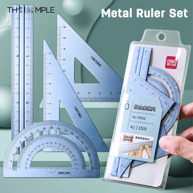 

gk PENGGARIS ALUMUNIUM 1 SET 4 MODEL / PENGARIS/ RULER ALUMUNIUM GEOMETRY DRAWING - THIMPLE