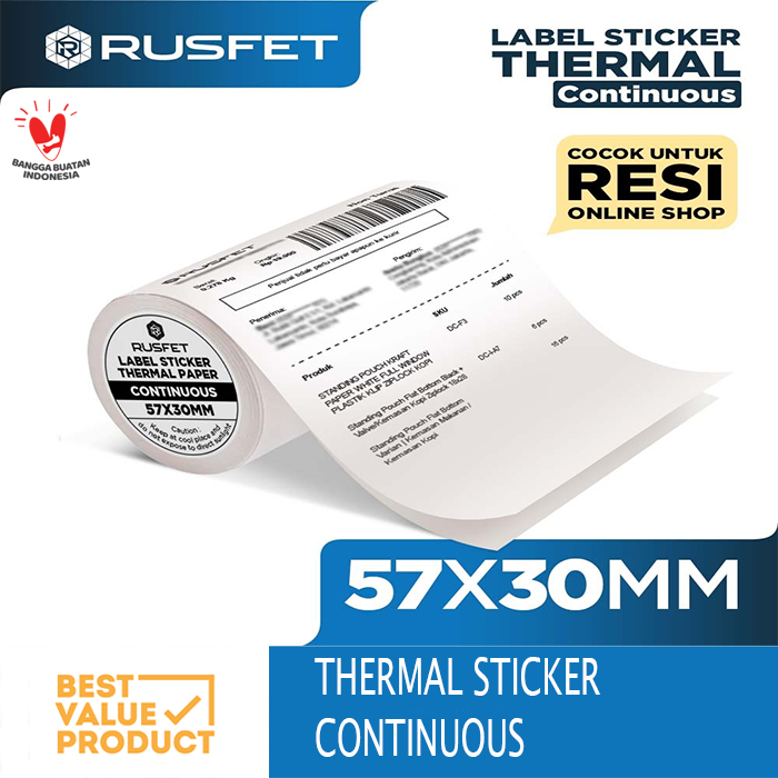

Label Thermal Stiker CONTINUOUS 57x30 Thermal Sticker 57 x 30 mm