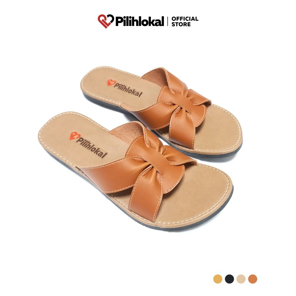 Pilihlokal - Butterfly Sendal Sepatu Wanita Kekinian Slop Korea Elegan Terbaru 2023 - Slip On Sandal Murah Cantik Casual Karet Selop Teplek Perempuan Dewasa - Sandak Flat Cewe Remaja Viral Flatshoes Lentur - Sandal Slide Kokop Kondangan Jumbo Ibu2 Lebaran