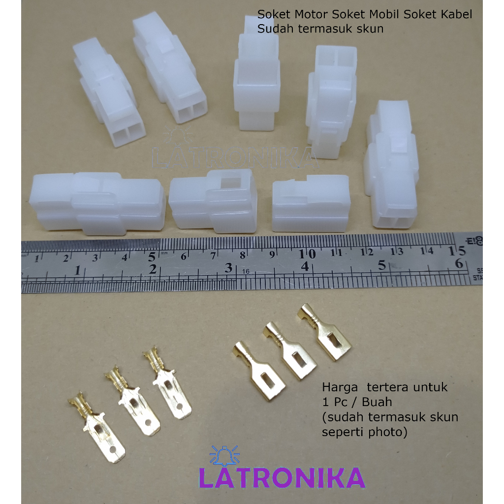 Soket Motor Mobil 3 Pin Besar + Skun Socket 3Pin Konektor Kabel 3P
