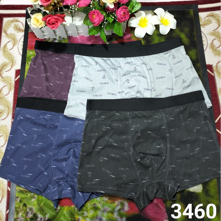 BOXER COWOK DEWASA 3460 IMPORT Celana dalam pria L-4XL elastis berbahan 100% katun murni