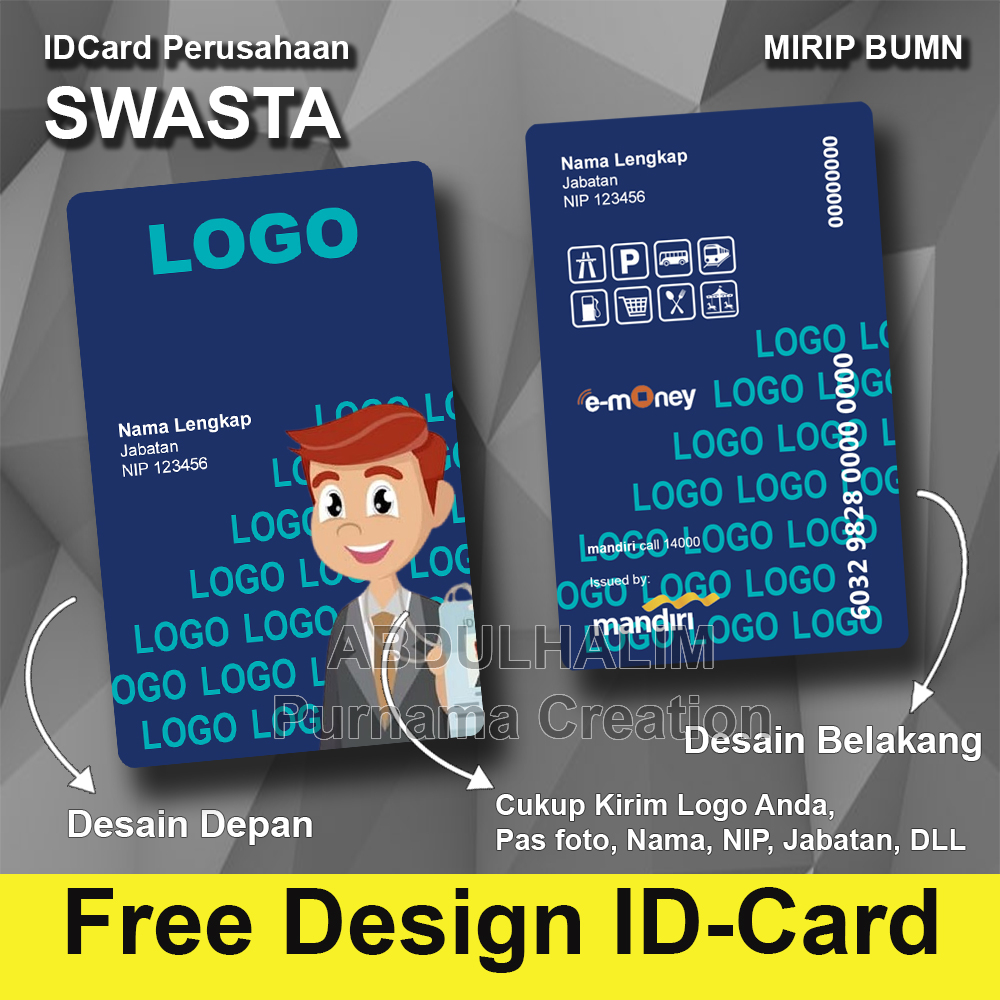 cetak id card emoney flazz custom FREE TEMPLATE DESIGN sesuai gambar