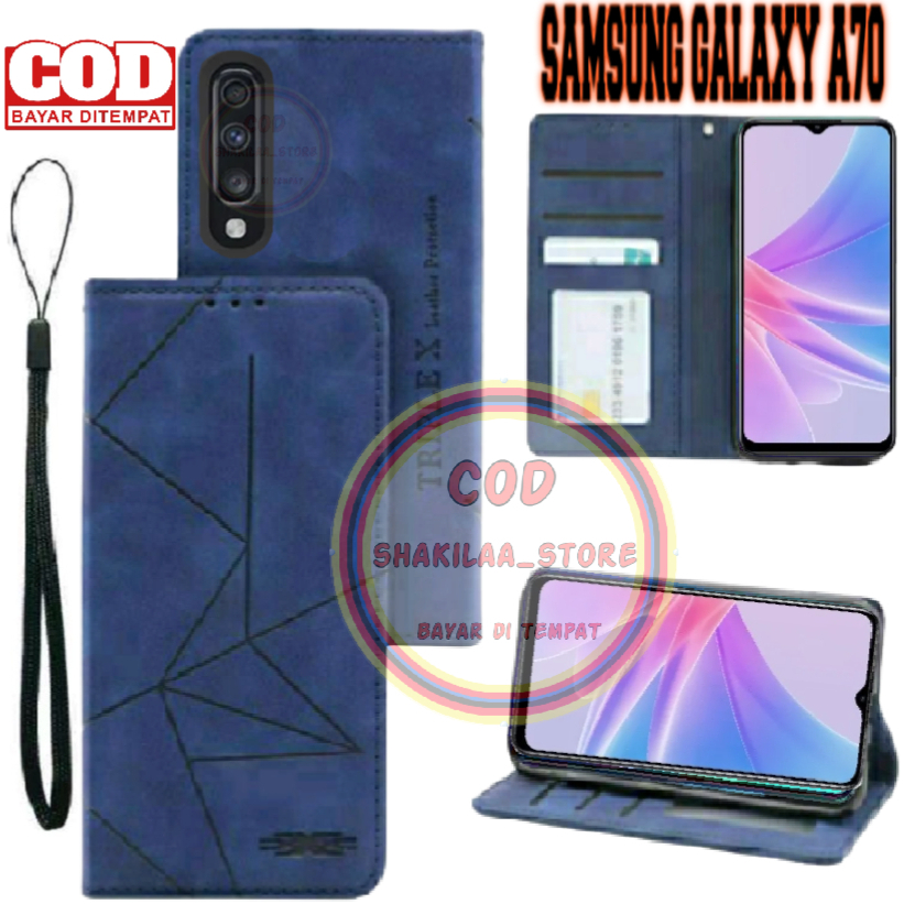 CASE HP SAMSUNG GALAXY A70 MOTIF - CASING DOMPET-FLIP COVER LEATHER-SARUNG HP