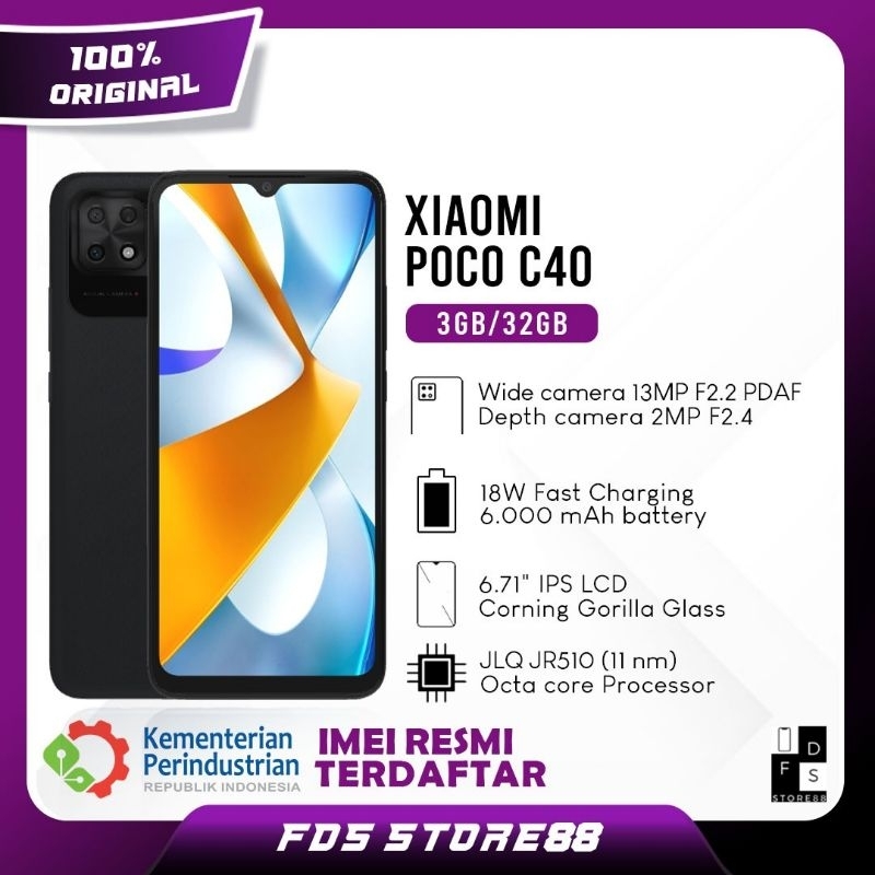 Xiaomi Poco C40 3/32 GB 4/64 GB Garansi Resmi Indonesia