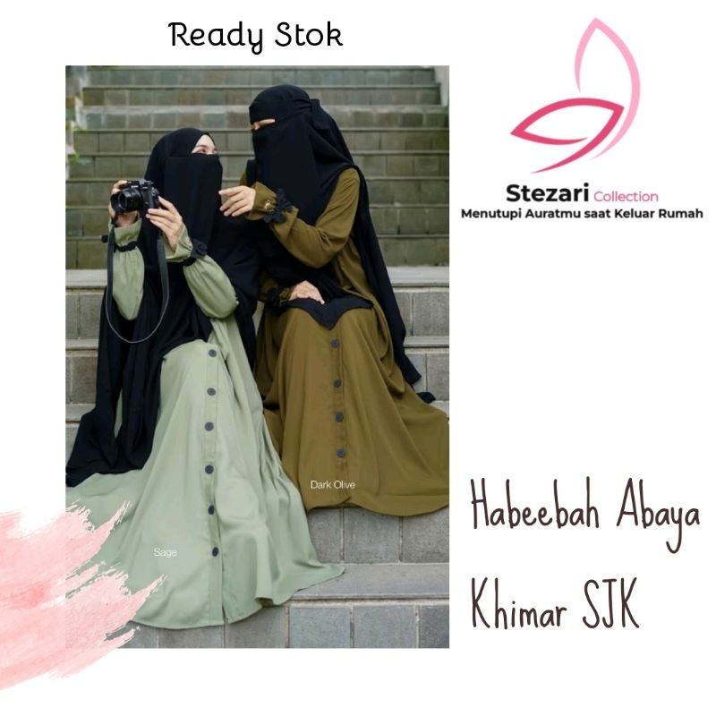 Ready Stok Habeebah Abaya Khimar SJK Baju Gamis Muslim Muslimah Mahira terbaru murah kekinian motif 