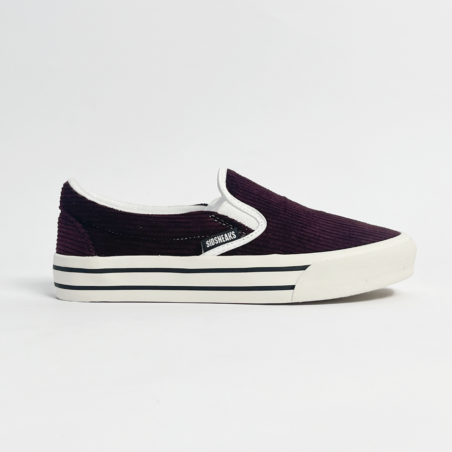 SIDSNEAKS - Sepatu Slip On Exelas Corduroy Burgundy