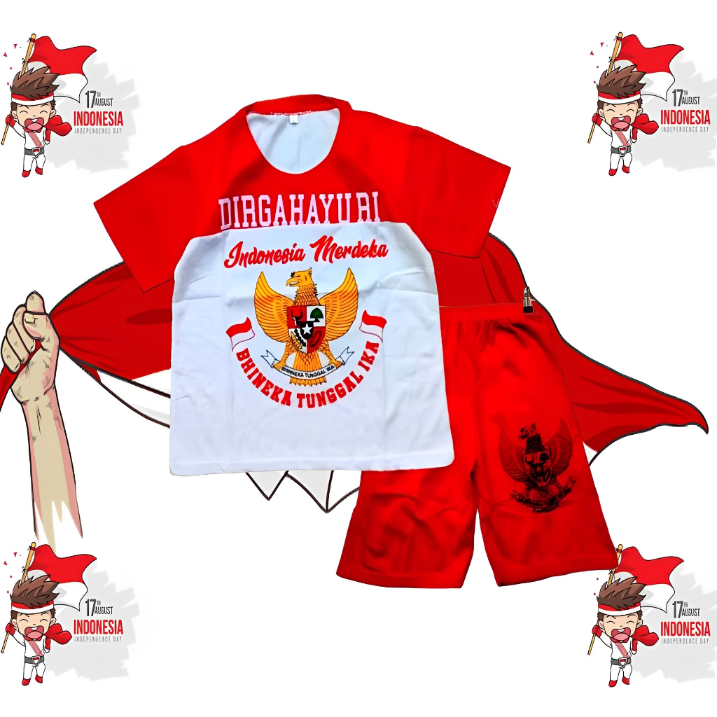 SETELAN BAJU MERAH PUTIH 17 AGUSTUSAN ANAK ANAK