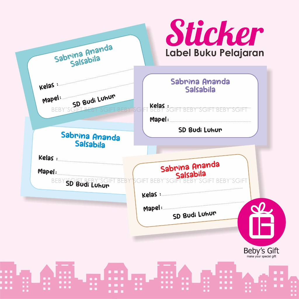 

Sticker Nama Label Buku Tulis Sekolah Stiker Mapel Polos Tema Warna Pastel