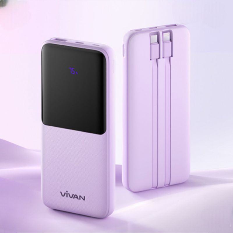 POWERBANK 10000MAH PD FAST CHARGING 22.5W DENGAN 2 KABEL DAN 2 OUTPUT VIVAN VPB-E10 GARANSI 1 TAHUN