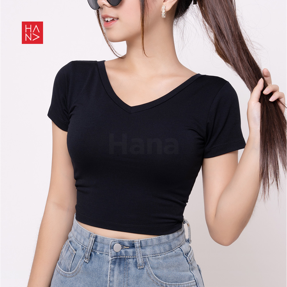 Hana Fashion - Keisha T-Shirt Crop Tee Polos Wanita - CT134