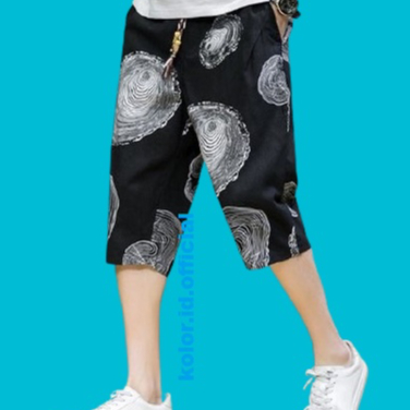 celana pria dewasa celana hawai wanita santai celana kolor 7/8 motif bahan full katun 100%