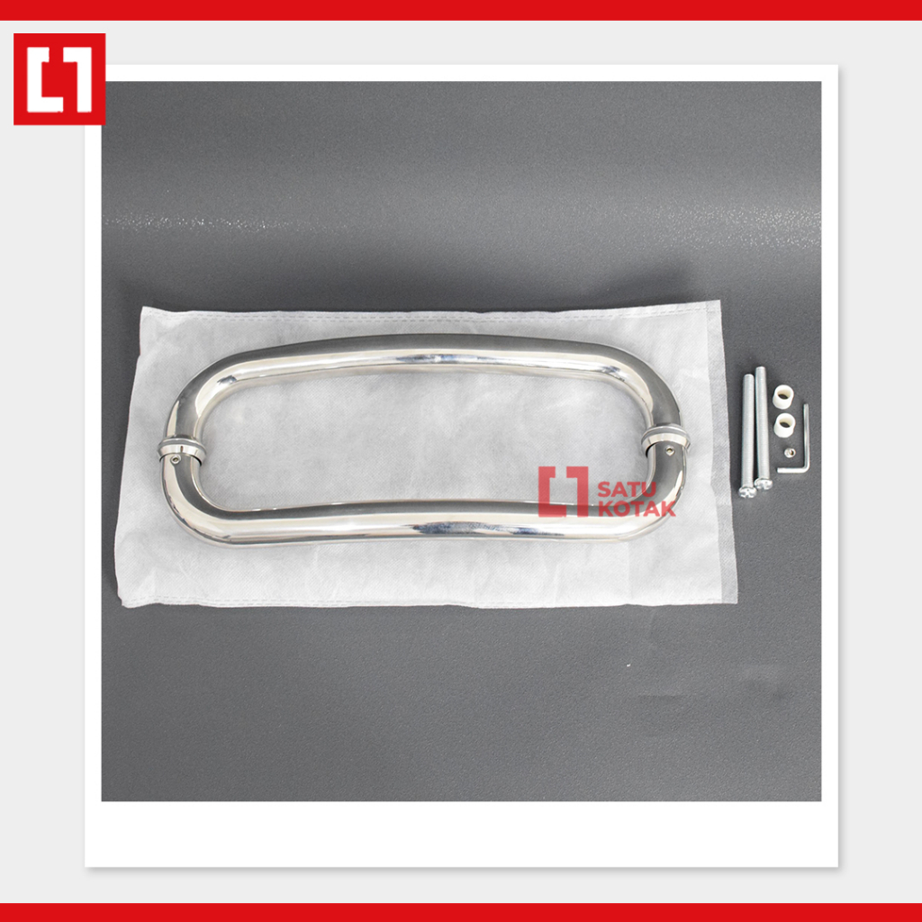 Tarikan Gagang Handle Pintu Kaca Aluminium Stainless C Lengkung-Weldom