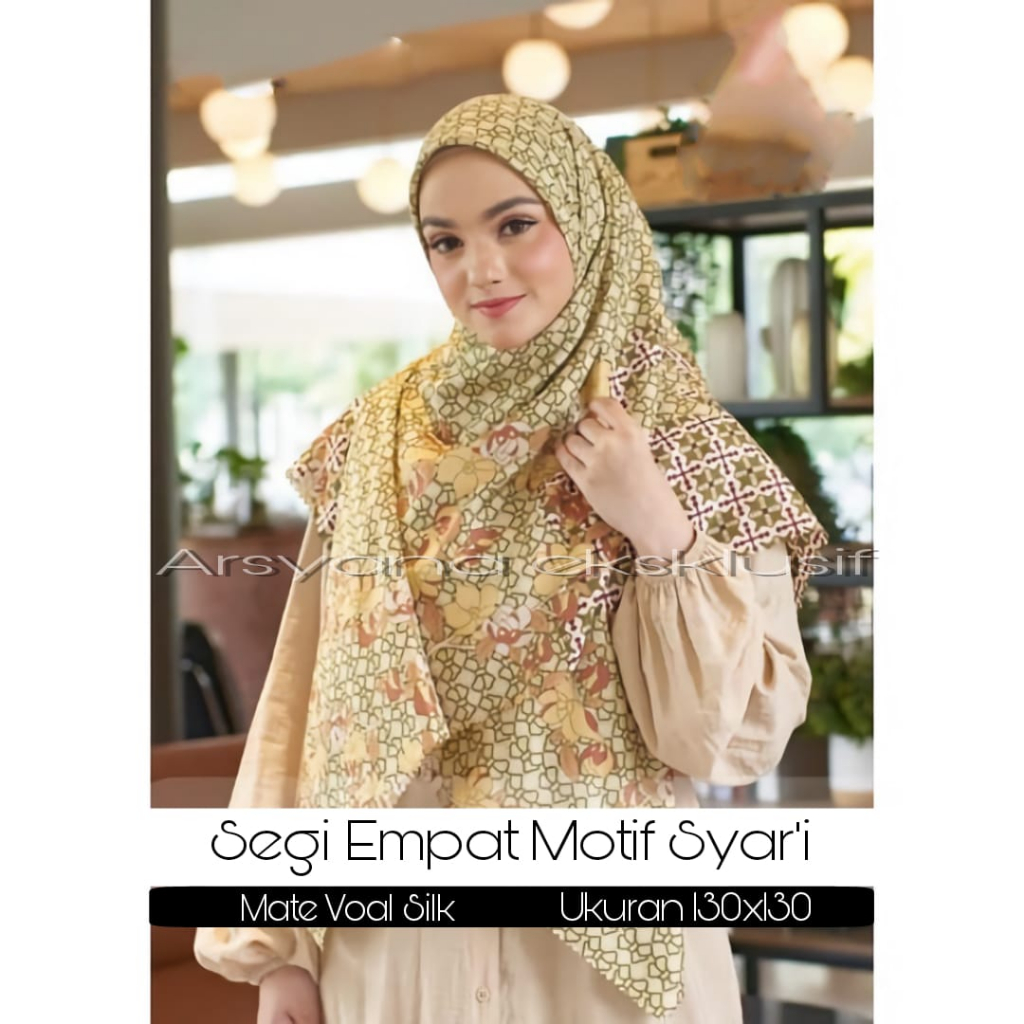 Hijab Voal Motif Jumbo Terbaru Kerudung Silk Syar'i Terlaris Segi Empat Cantik Terhits
