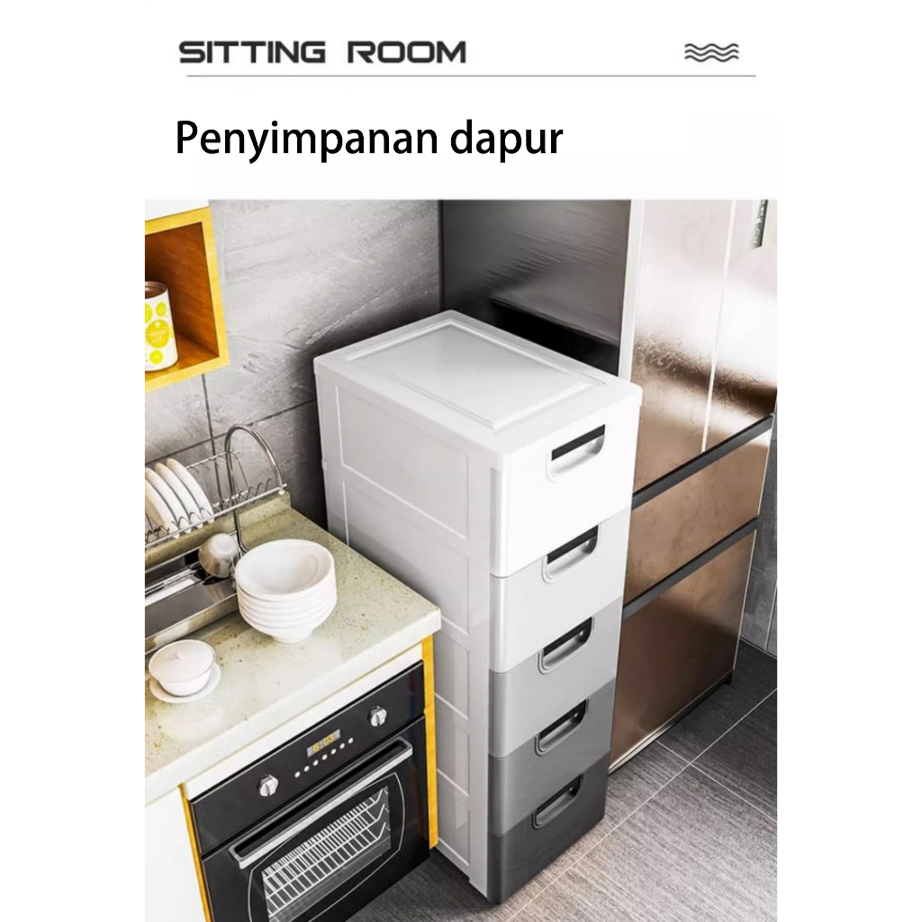 HEINO Lemari Laci Plastik Lemari laci Susun 36CM Loker Plastik Rak Penyimpanan Kabinet Drawer Storage Cabinet