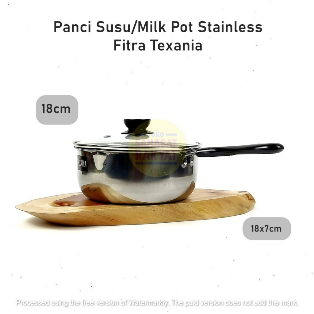 Panci Susu Milk Pot Stainless Fitra 18cm Tutup Kaca Texania