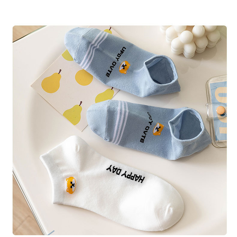 SS Kaos Kaki Wanita 6792 Motif Beruang Kaos Kaki Ankle Semata Kaki Motif blue Bear Garis Biru Kaos Kaki Pendek Love Fashion Wanita